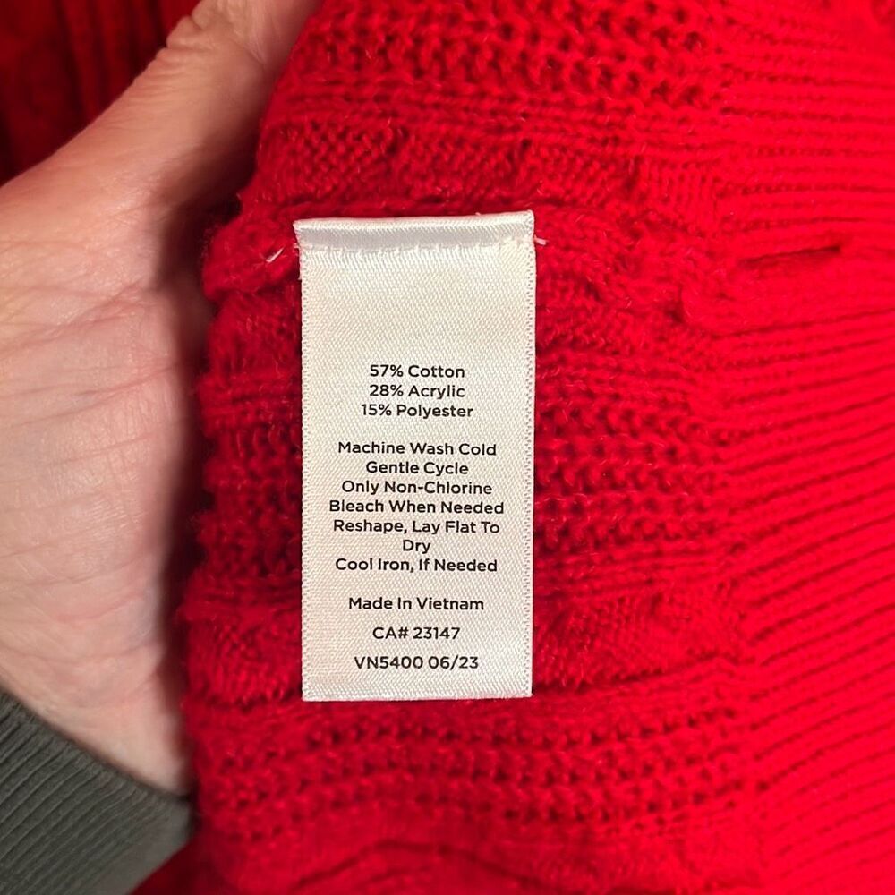 Talbots Red Cable Knit Button Shoulder Sweater Large - Picture 6 of 6